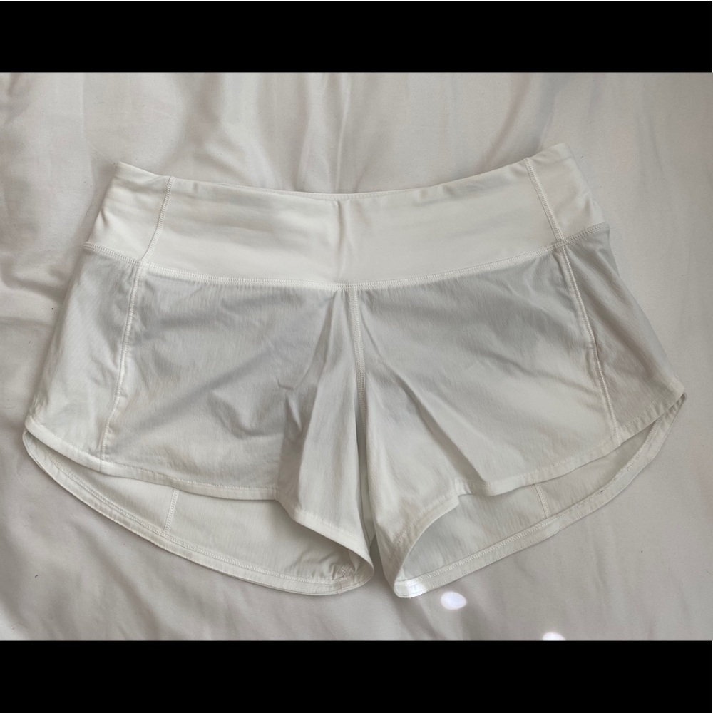 White Lululemon speed up shorts